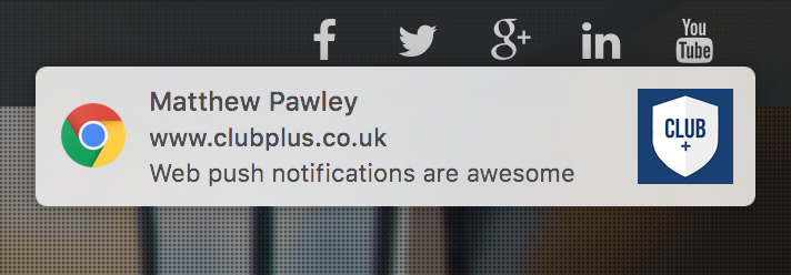 Web notification screenshot