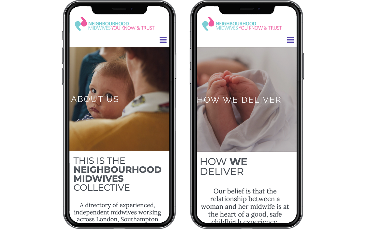 Neighbourhood Midwives 2 iPhones Mockup