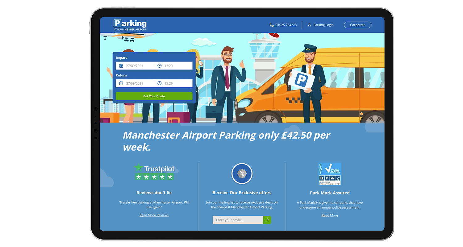 Parking at Manchester Airport iPad Mockup